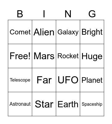 Space Bingo Card