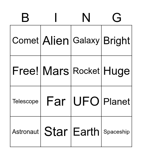 Space Bingo Card