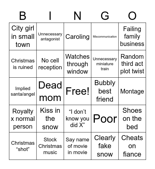 Updated Hallmark Bingo Card