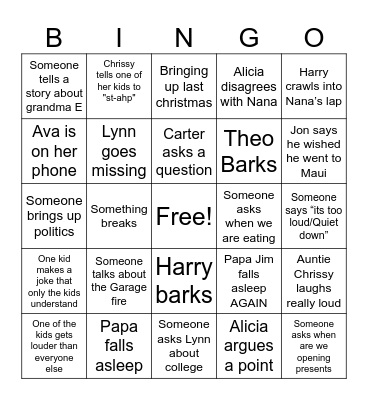 Christmas Bingo Card
