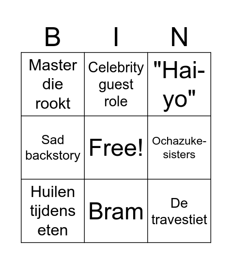 深夜食堂のDRINKSPEL Bingo Card