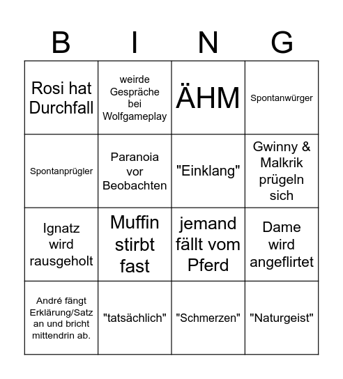 RP UNFALL Bingo Card