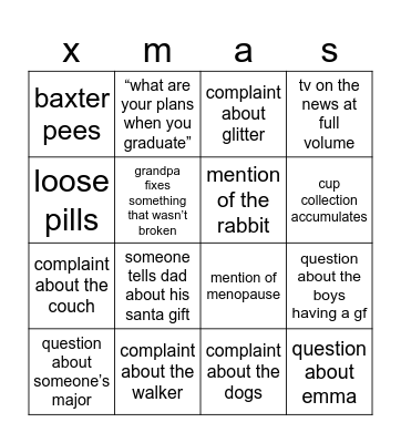 xmas bingo Card