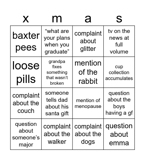 xmas bingo Card