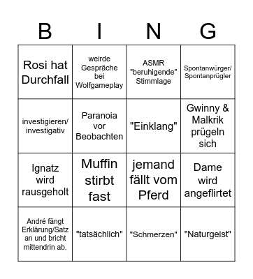 RP UNFALL Bingo Card