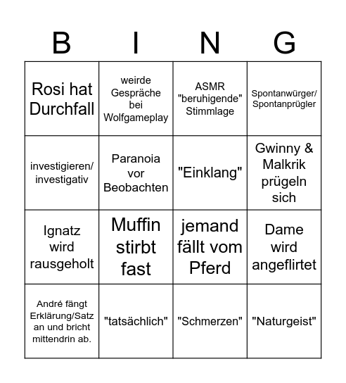 RP UNFALL Bingo Card