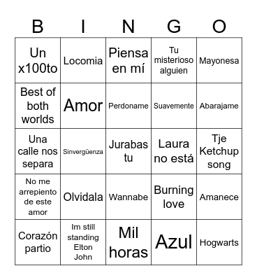 BINGO MUSICAL Bingo Card