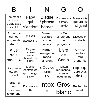 Bingo Noël 2025 Bingo Card