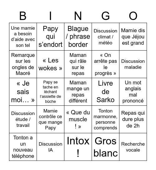 Bingo Noël 2025 Bingo Card