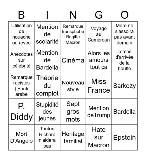 Bingo Noël 2025 Bingo Card