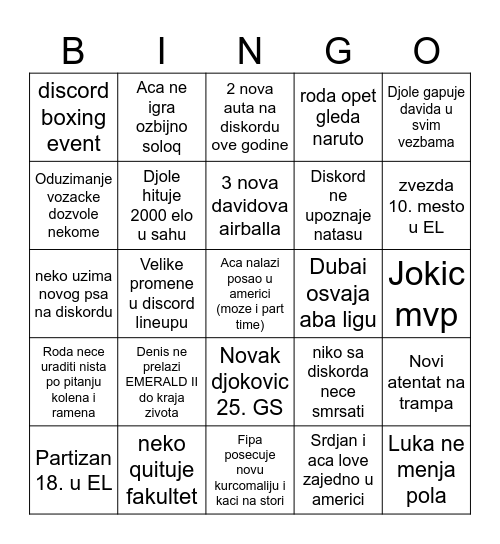 '26 Bingo Card