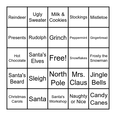 Christmas 2025!!! Bingo Card