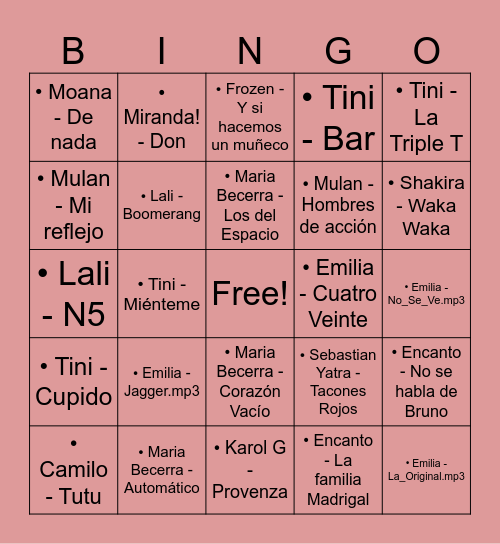 NAVIDAD DE EMI Bingo Card