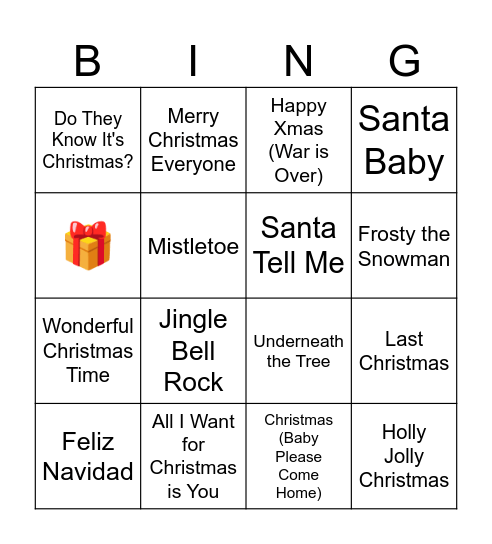 Christmas Pop Bingo Card