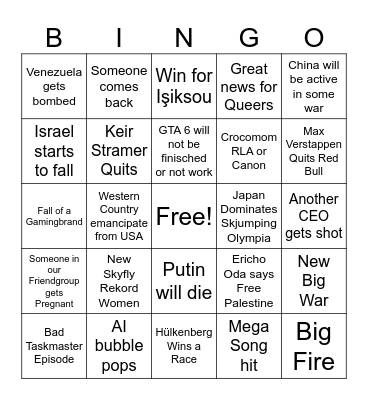 2026 Bingo Card