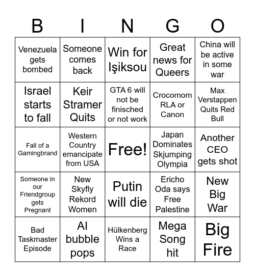 2026 Bingo Card
