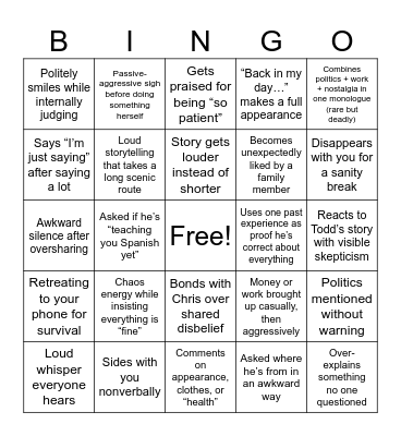 Svee Family Xmas Bingo Card