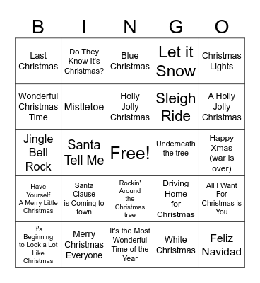 Christmas Music Bingo Card