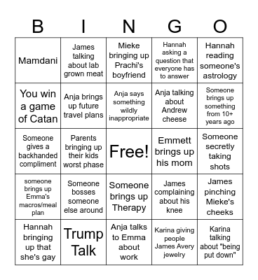 Family Bingo Card