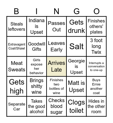 Heather Bingo Card