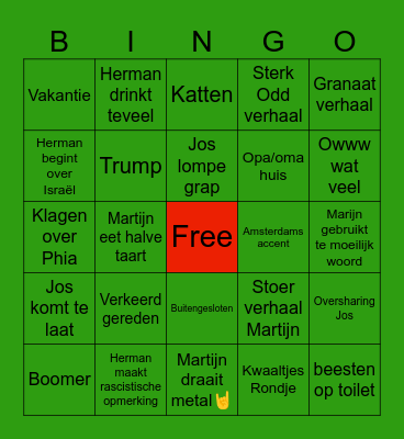 Kerst Bingo Card