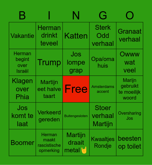 Kerst Bingo Card
