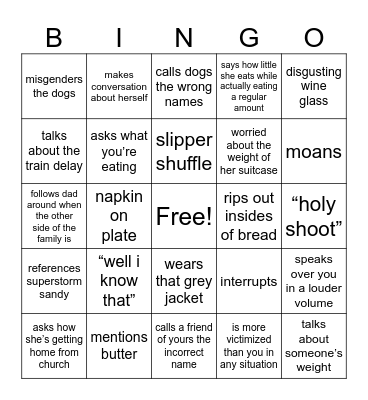 Grammy Visit Bingo Card