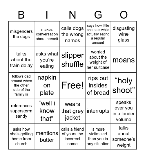 Grammy Visit Bingo Card