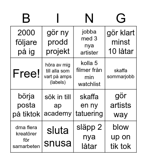 2026 Bingo Card