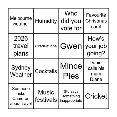Christmas Bingo! Bingo Card