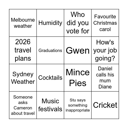 Christmas Bingo! Bingo Card
