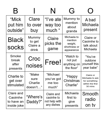 Christmas Day Bingo! Bingo Card