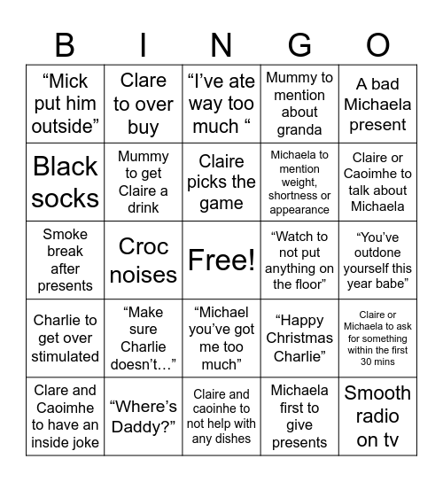 Christmas Day Bingo! Bingo Card