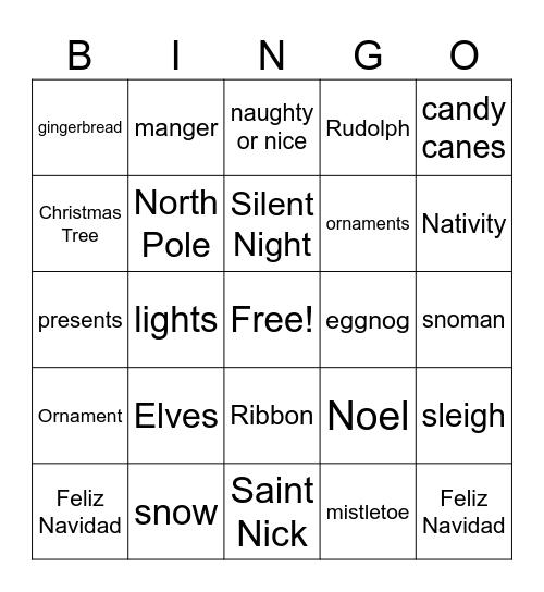 Christmas Bingo Card