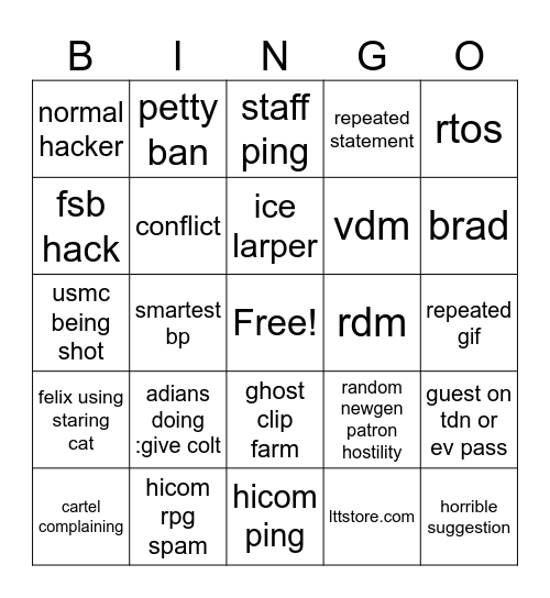 laredo game and discord bingo Card