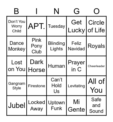 Music Bingo Card