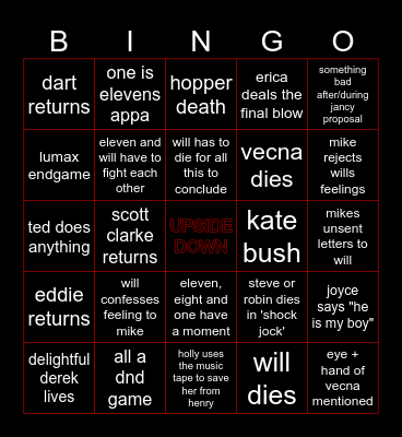 stranger things bingo! Bingo Card