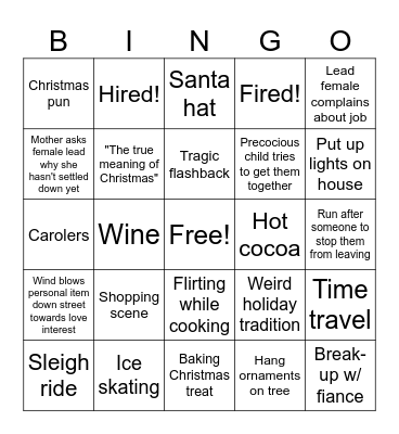 Cheesy Christmas Movie Bingo Card