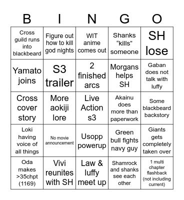 One Piece Bingo! Bingo Card