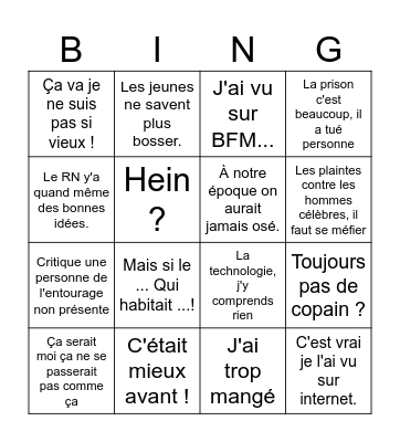 Le bingo de Noël Bingo Card