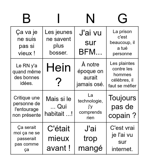 Le bingo de Noël Bingo Card