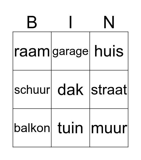 Wonen Bingo Card