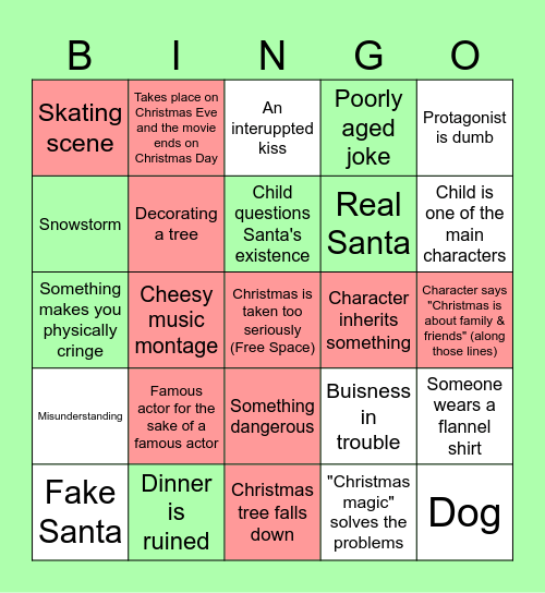 Christmas Movie Bingo Card