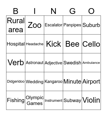 Wordlist Bingo Card