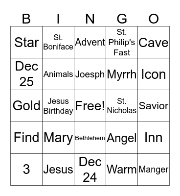 Christmas Bingo Card