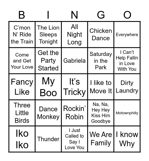 SoCAL MUSIC Bingo Card