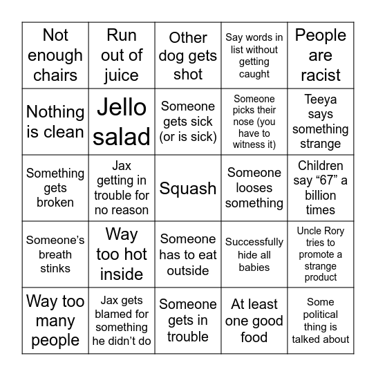 Chrimas Bingo Card