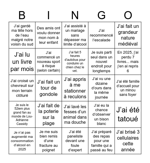 guess who? Bingo Card