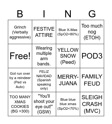 GRANDVIEW 2025 XMAS BINGO Card