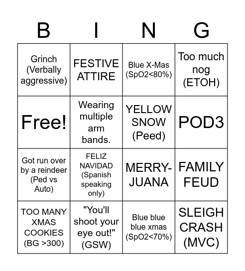 GRANDVIEW 2025 XMAS BINGO Card